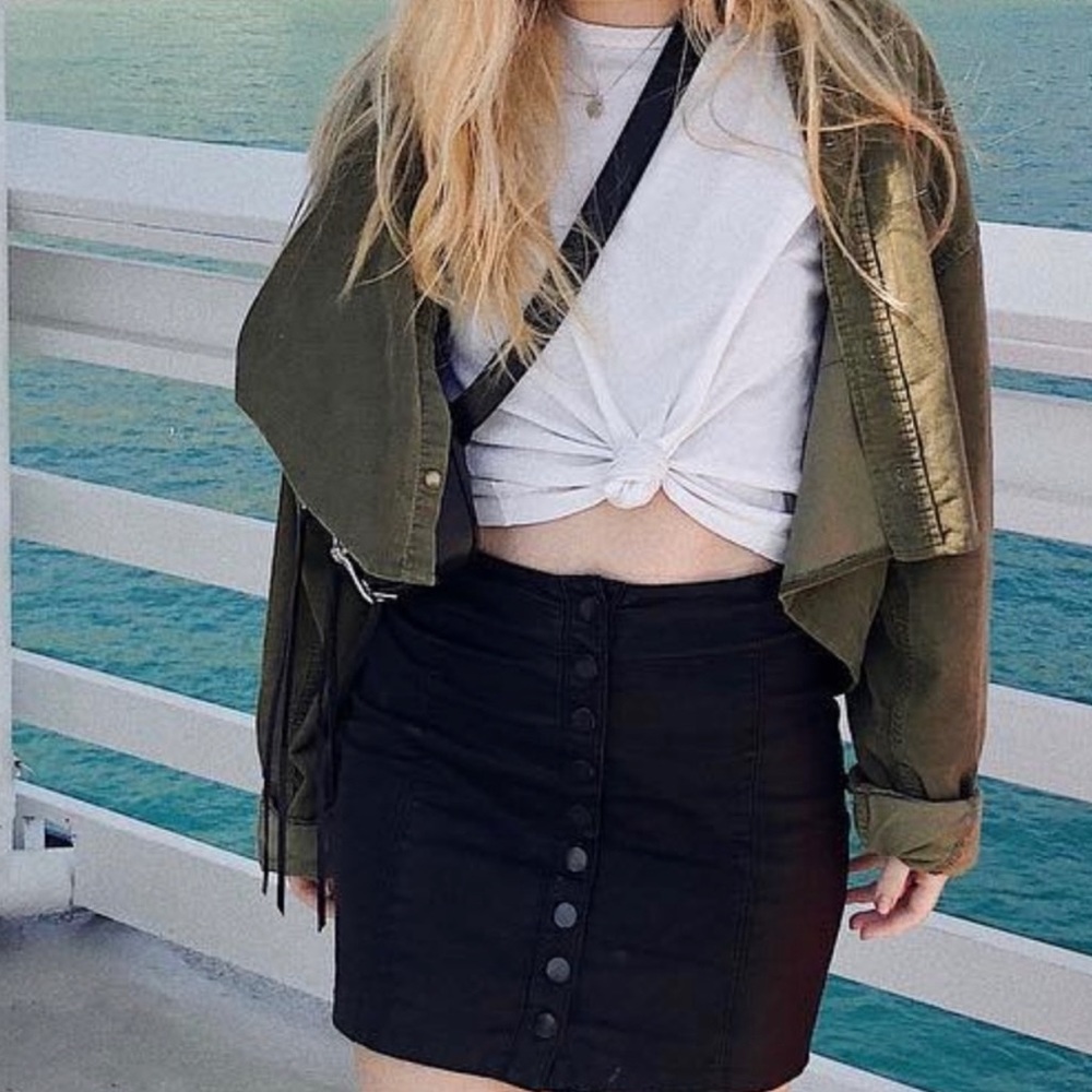 Free People Vegan Leather Button Front Skirt